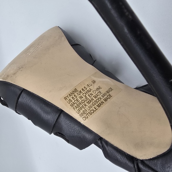 Black Faux Leather Laser Cut Strappy Heels - Size 8.5 - Picture 5 of 16